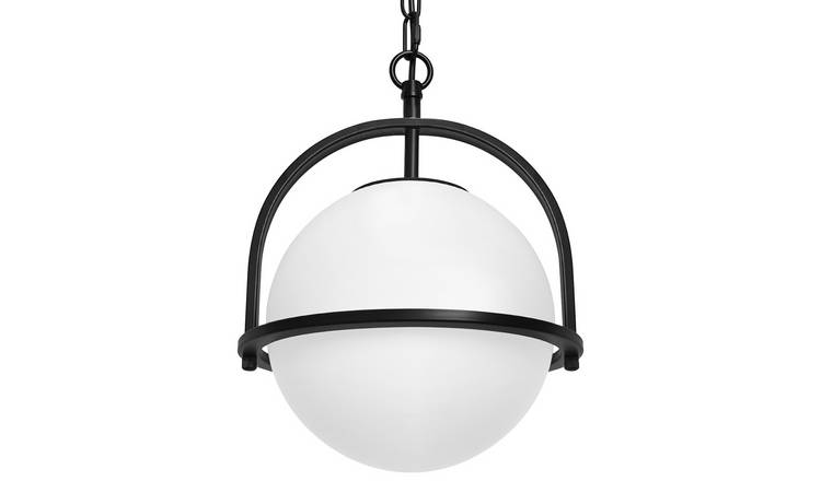 Energy Light Bulbs Nautical Frosted Globe Glass Ceiling Pendant Light - Black