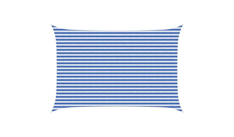Walplus Rectangular HDPE Sun Shade Sail - Blue and White - 300 x 400 cm