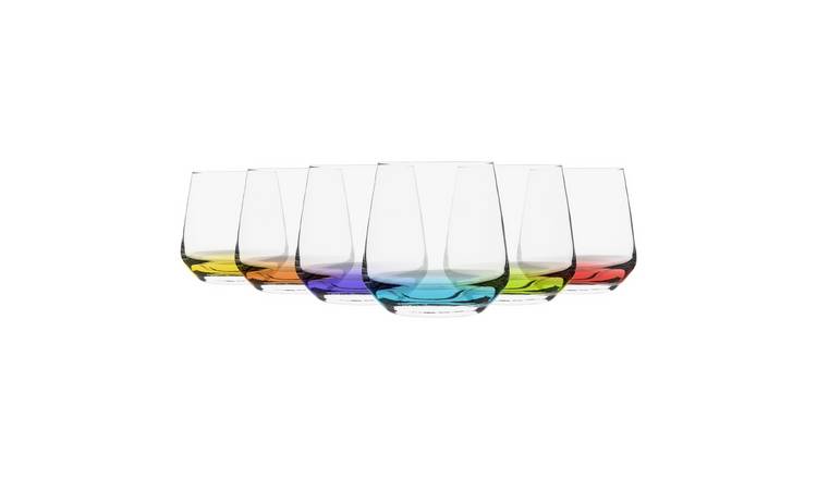 LAV Lal Glass Tumblers - 345ml - Coloured Base - Pack of 6