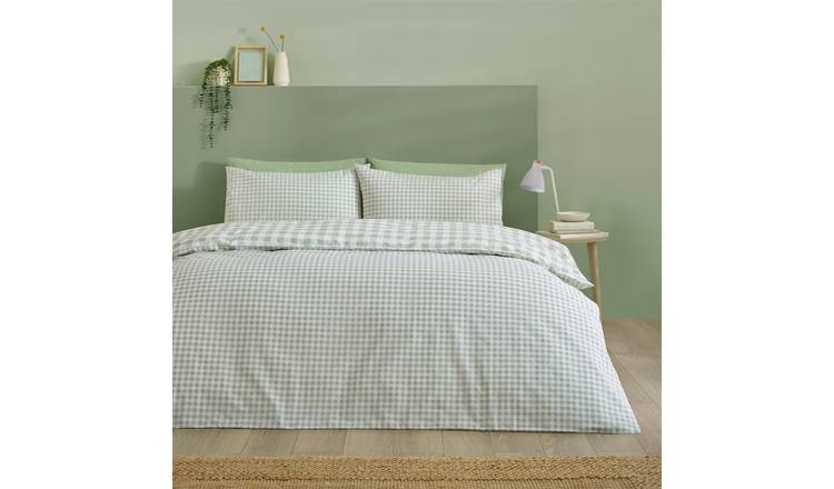Catherine Lansfield Bamford Gingham Check Duvet Cover Set - Single - Green