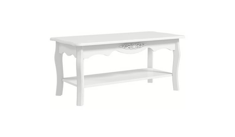 HOMCOM Wood Coffee Table with Storage Shelf - White