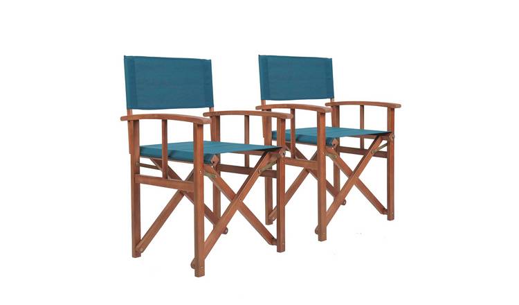 Charles Bentley Pair of Folding Pop-Up Garden Directors Chairs - Teal