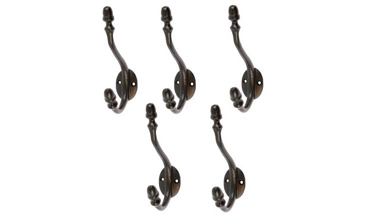Hammer & Tongs Antique Deco Hat & Coat Hook - Black - Pack of 5