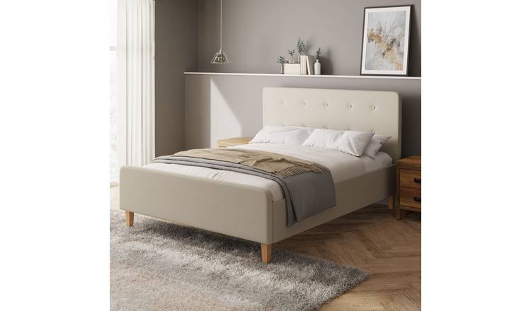 GFW Ashbourne King Size Fabric Side Lift Ottoman Bed with Mattress - Natural