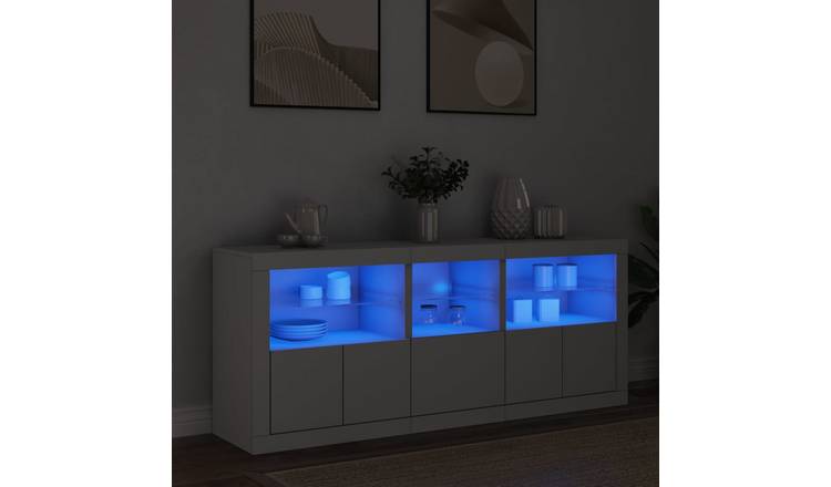 Walplus LED Engineered Wood Sideboard - White - 162 x 37 x 67 cm