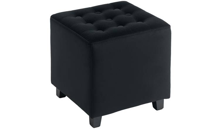 HOMCOM Small Footstool with Rubber Wood Legs - Charcoal Grey