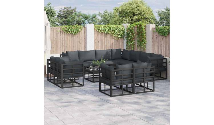 Walplus 11 Piece Garden Sofa Set - Black - 70 x 42 cm