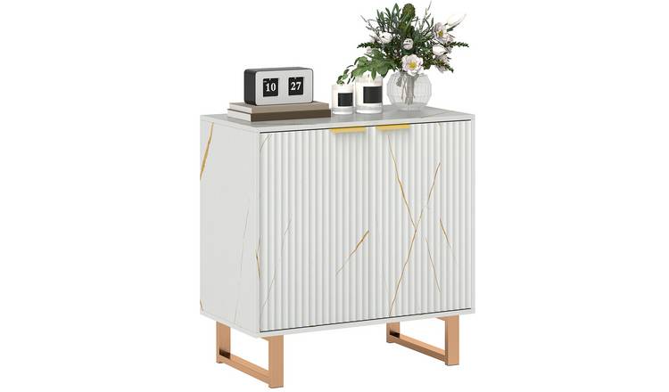HOMCOM Metal Adjustable Storage Sideboard with Metal Legs - White