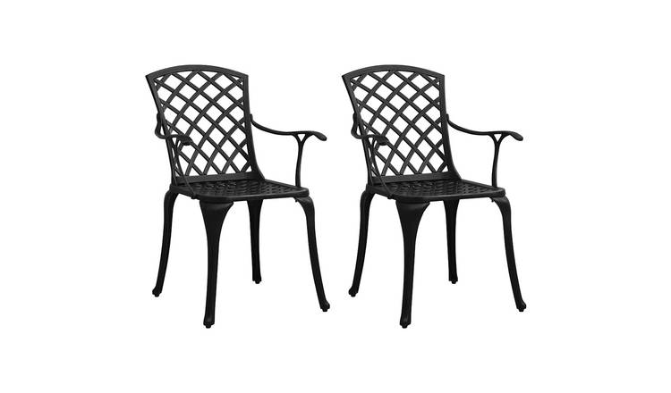 Walplus 2 Piece Cast Aluminium Garden Chair Set - Black - 61 x 60 x 93 cm