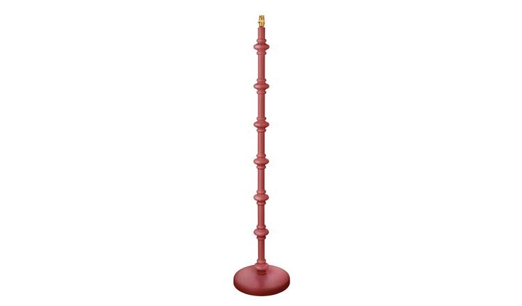 Loops Direct 30cm Wooden Turned Floor Lamp - Satin Pink Clay