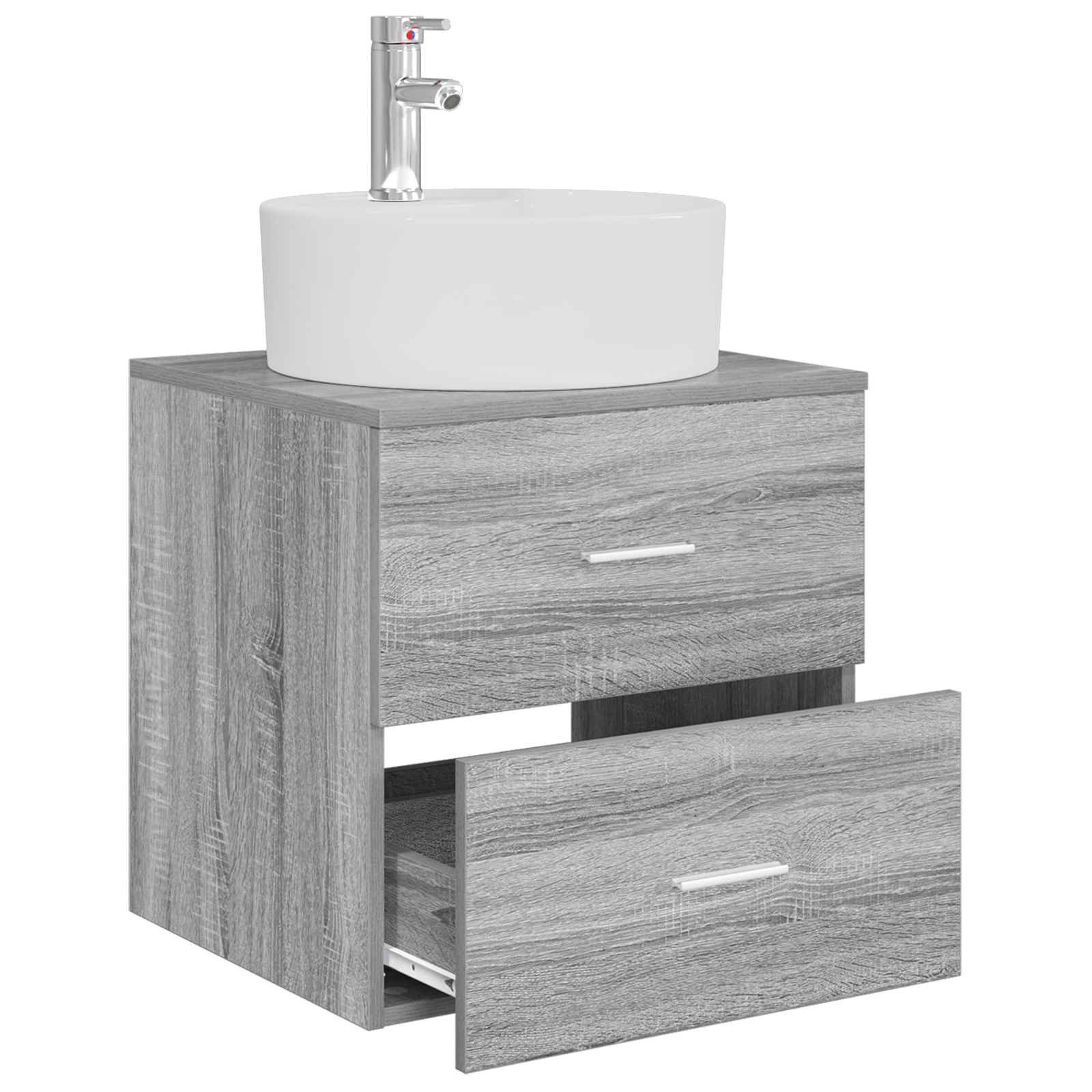 Walplus Engineered Wood Wall Sink Cabinet - Grey Sonoma - 49.5 x 44.5 x 82 cm - Image 3