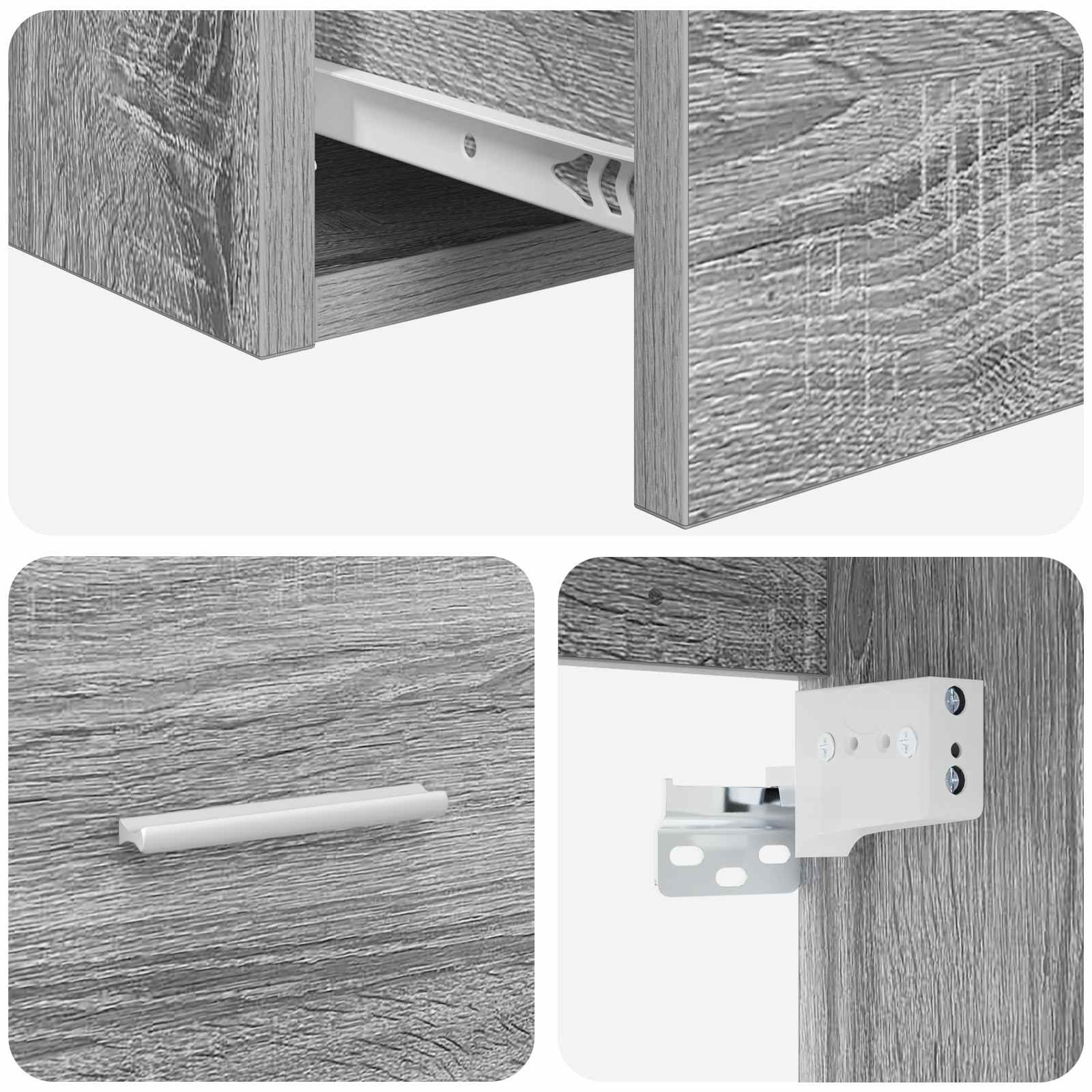 Walplus Engineered Wood Wall Sink Cabinet - Grey Sonoma - 49.5 x 44.5 x 82 cm - Image 6