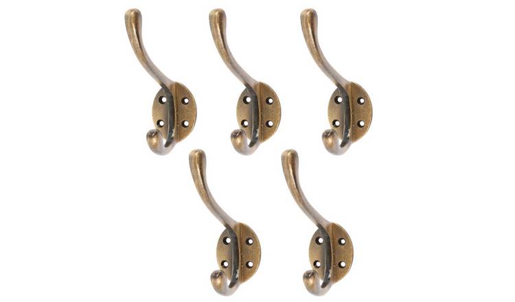 Hammer & Tongs Hat & Coat Hook - Brass - Pack of 5