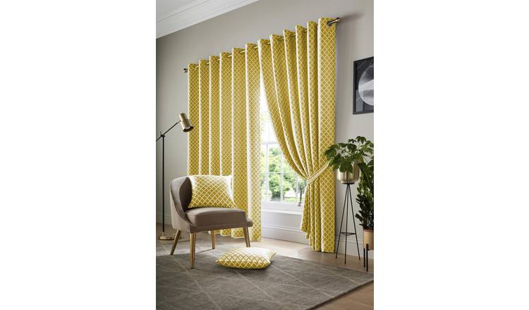 Alan Symonds Cotswold Eyelet Curtains - Ochre - 117 x 183cm