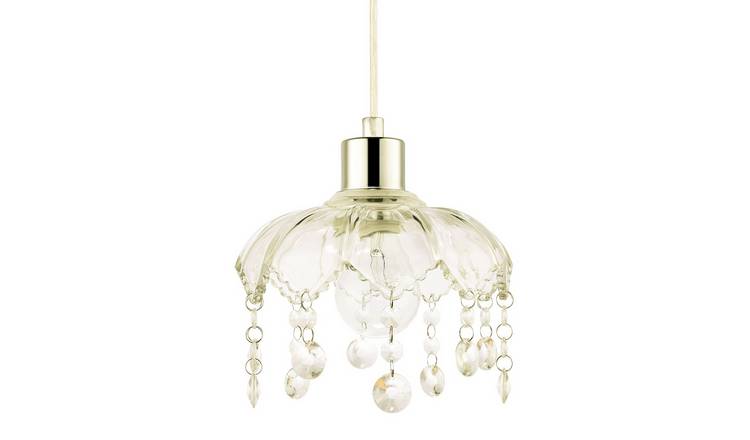 Happy Homewares Shabby Chic Clear Glass Easy Fit Pendant Shade - 20cm