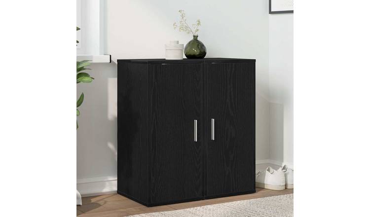 Walplus Pack of 2 Engineered Wood Shoe Cabinet - Black Oak - 32 x 35 x 70 cm