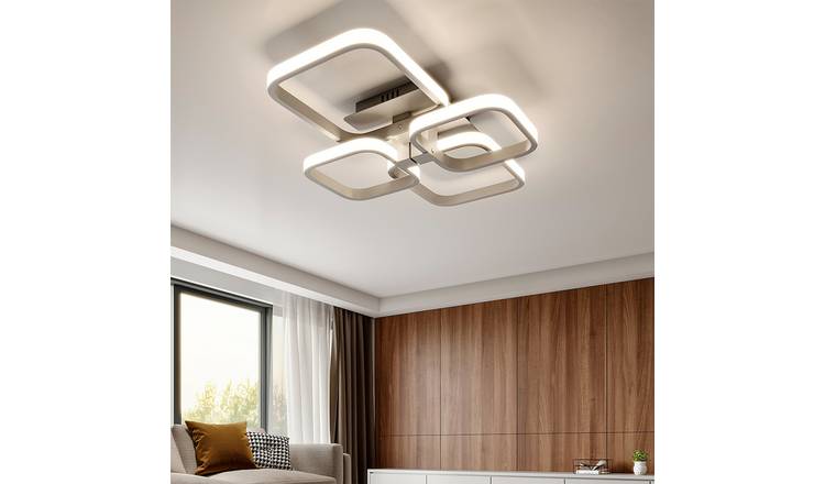 Living and Home LED Dimmable Semi Flush Ceiling Light - White