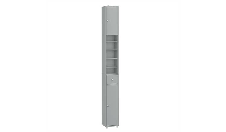 SoBuy  6 Adjustable Shelf Tall Slim Bathroom Storage Cabinet - Grey
