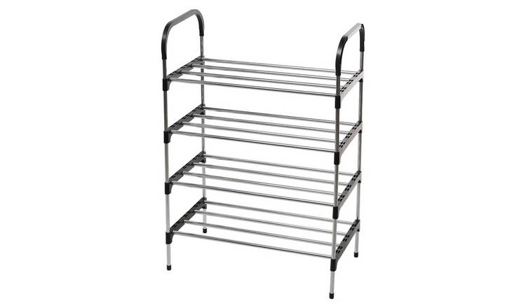Living and Home 4 Tier Stackable Shoe Rack - Black