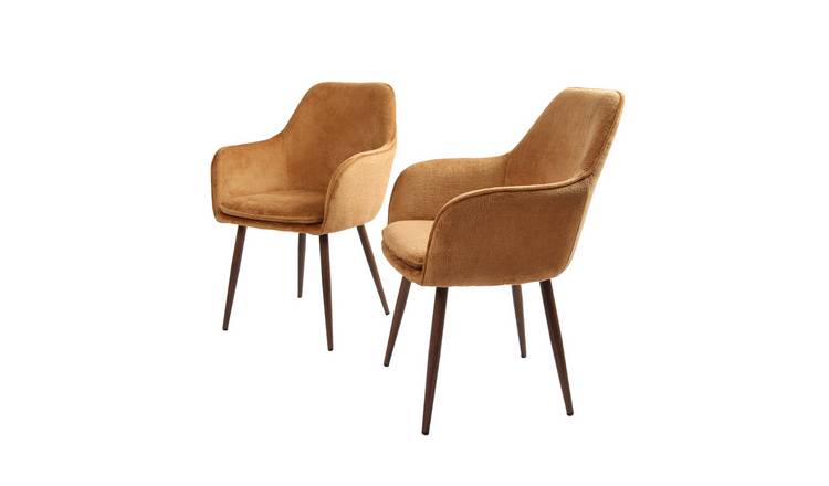 HomeGardenDirect Muse Woven Yarn Chair Set of 2  Walnut Effect Leg  - Orange