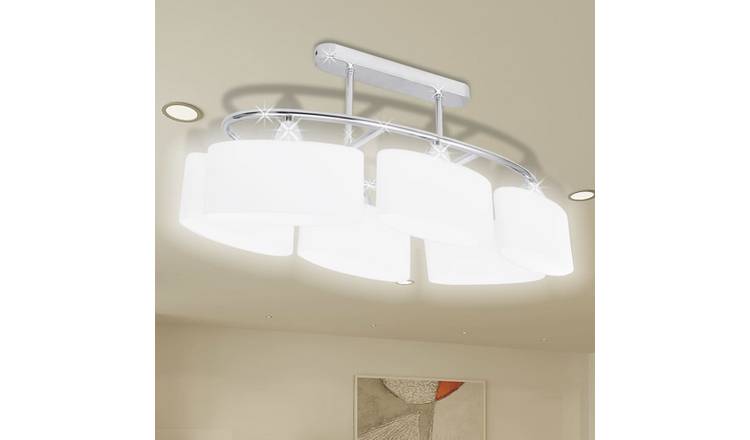 Walplus Ceiling Lamp with Ellipsoid Shades for 6 E14 Bulbs - 55 x 25 x 27.5 cm