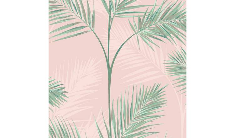 Fine Decor South Beach Palm Leaf Wallpaper - Blush Pink