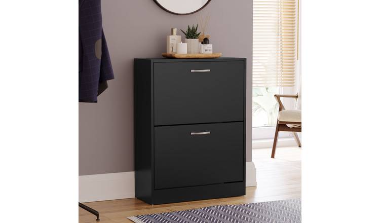Vida Designs 2 Drawer Shoe Cabinet - Black