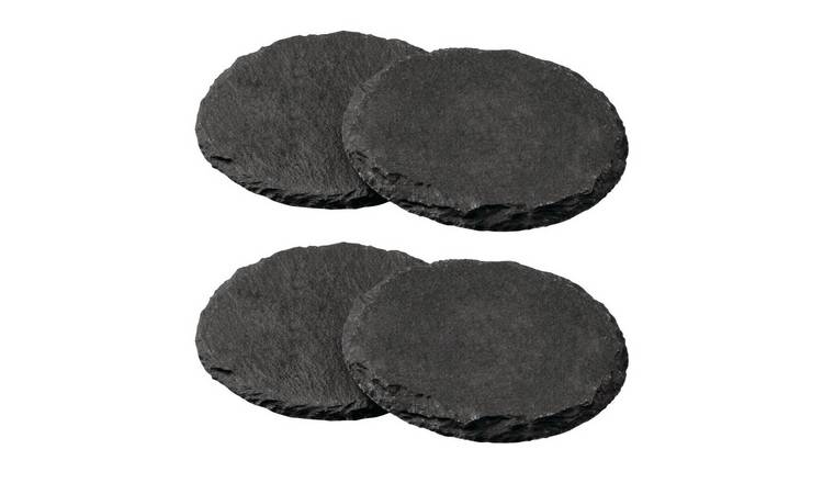Orsina Set Of 4 Slate Round Coasters - Grey