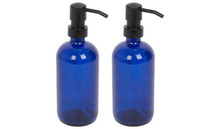 Harbour Housewares Glass Soap Dispensers  - Blue - Pack of 2