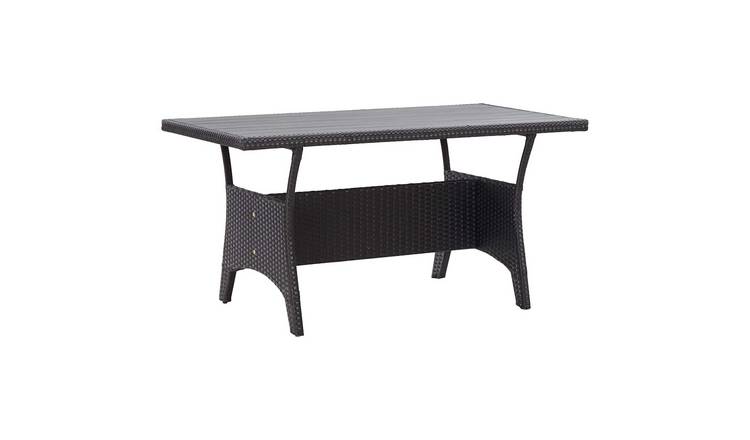 Walplus PE Rattan Garden Table - Black - 120 x 70 x 66 cm