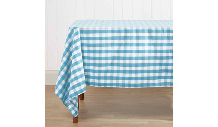 Homescapes Cotton Gingham Tablecloth - 137 x 178 cm - Blue