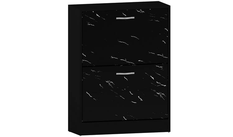 Vida Designs 2 Drawer Shoe Cabinet - Black Marble