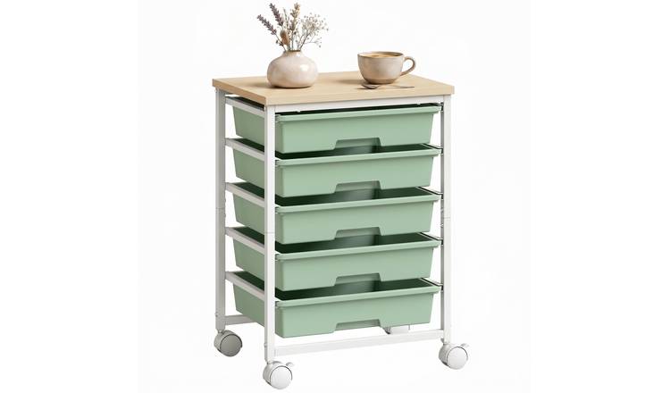 HOMCOM 6 Tier Storage Trolley on Wheels - Green