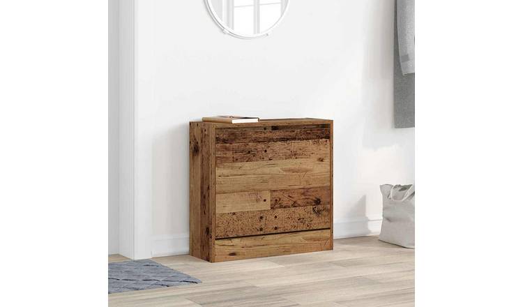 Walplus Engineered Wood Shoe Cabinet - Old Wood - 60 x 21 x 57 cm