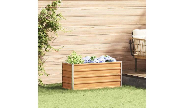 Walplus Galvanised Steel Raised Garden Bed - Light Brown - 100 x 40 x 45 cm