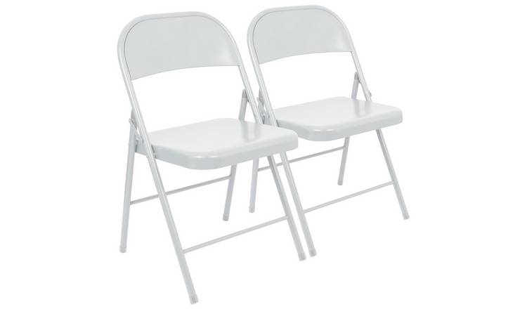 Harbour Housewares Metal Folding Chairs Pack of 2 - Matt White