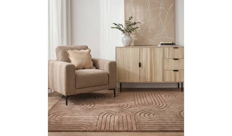 OHS Tufted Arches Soft Non‑Slip Floor Rug - 160 x 230cm - Mocha