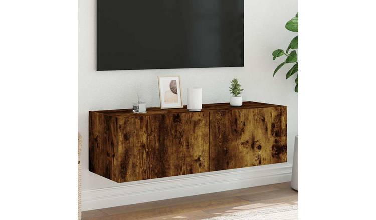 Walplus LED Engineered Wood TV Wall Unit - Dark Oak - 100 x 35 x 31 cm