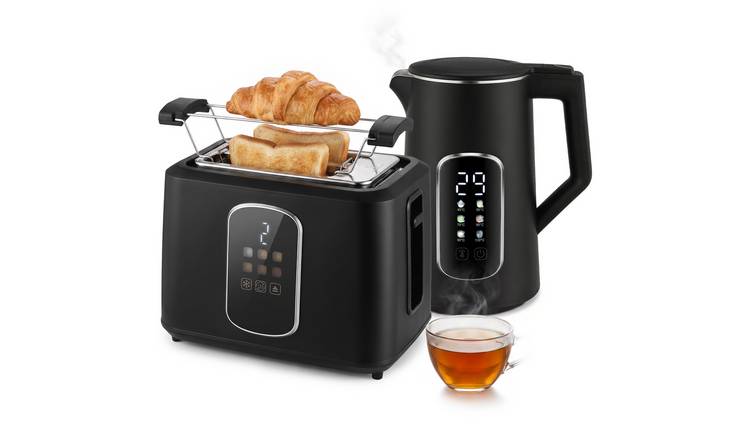 HOMCOM 1.5L 3000W Kettle and Toaster Set with LED Touch Screen - Black