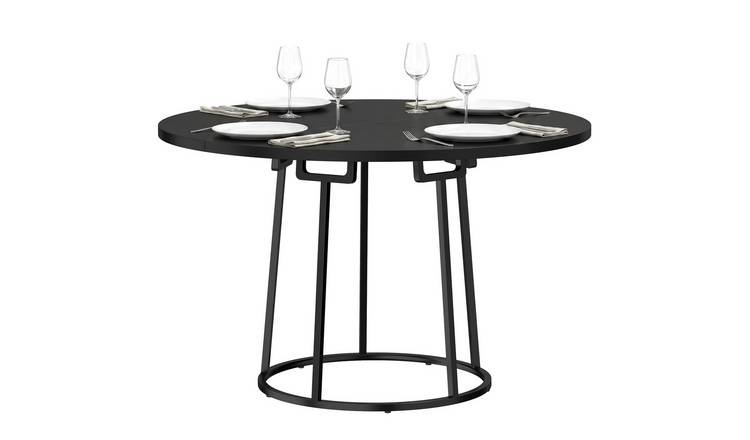 HOMCOM 120 cm Round Dining Table with Conical Metal Base - Black