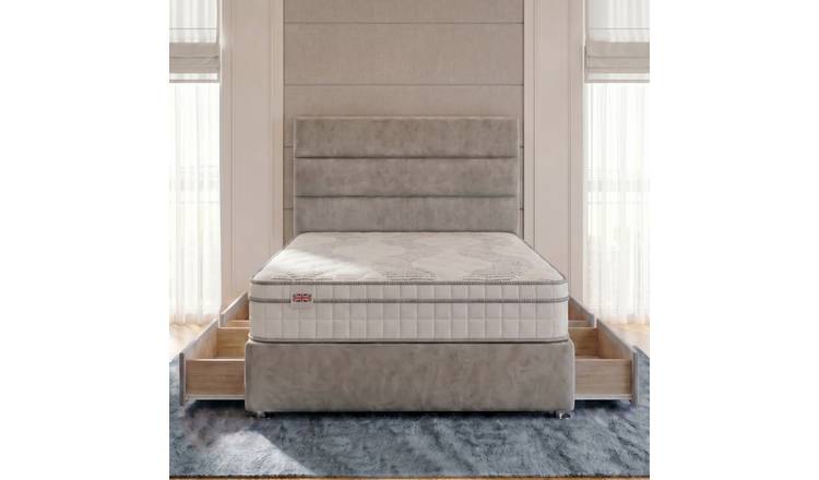 Somnior Regent Velvet Small Double 4 Draw Pocket Mattress Divan Bed - Silver