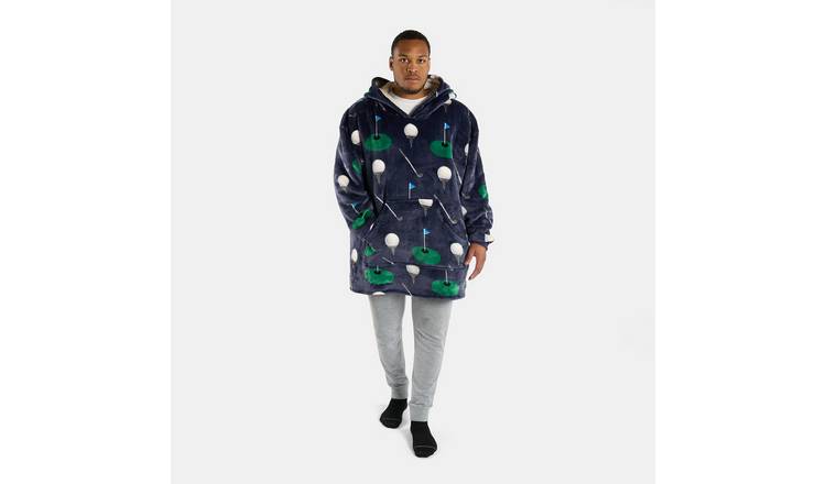 OHS Golf Print Hoodie Blanket - One Size - Navy