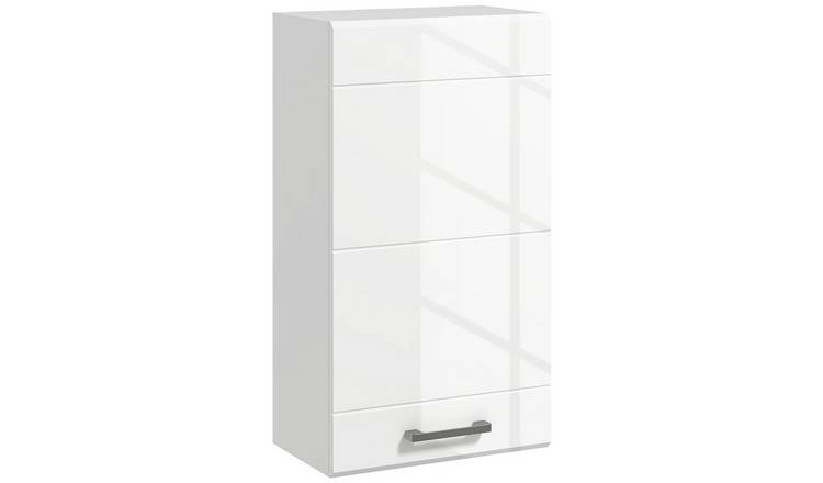 kleankin High Gloss Wall Mounted Bathroom Cabinet with 3 Shelves - White