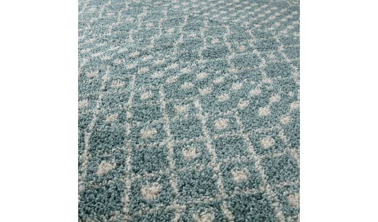 The Rugs Duck Egg Blue Moroccan Shaggy Tribal Rug - 180 x 270cm