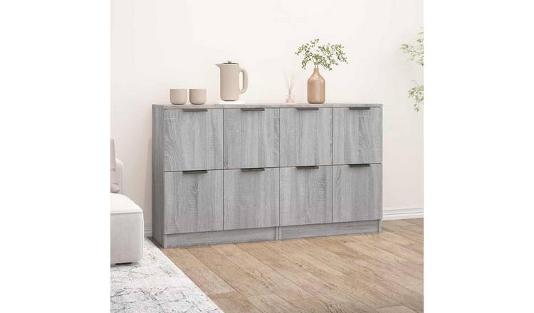 Walplus Pack of 2 Engineered Wood Sideboard - Grey Sonoma - 60 x 30 x 70 cm