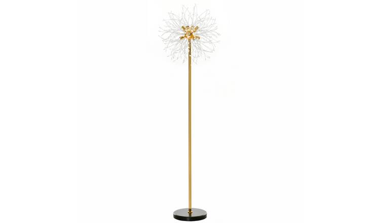HOMCOM Crystal Standing Floor Lamp with 8 Lights - Gold