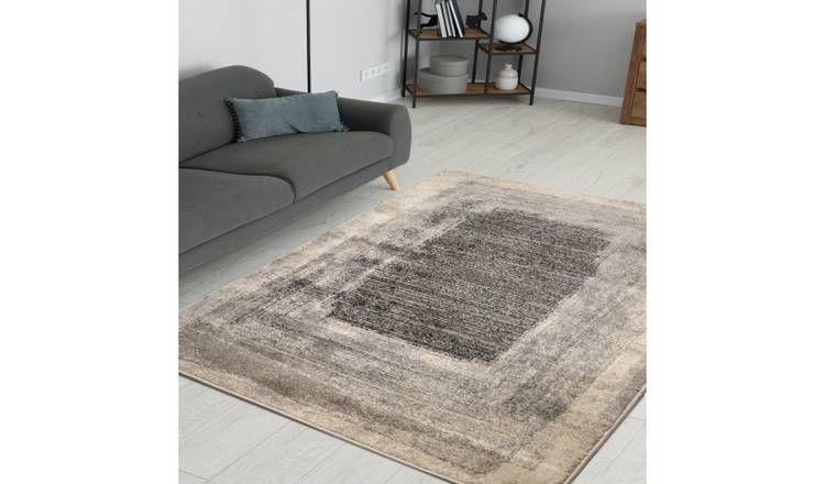 Mega Flooring Grey Modern Bordered Rug - 120 x 170cm