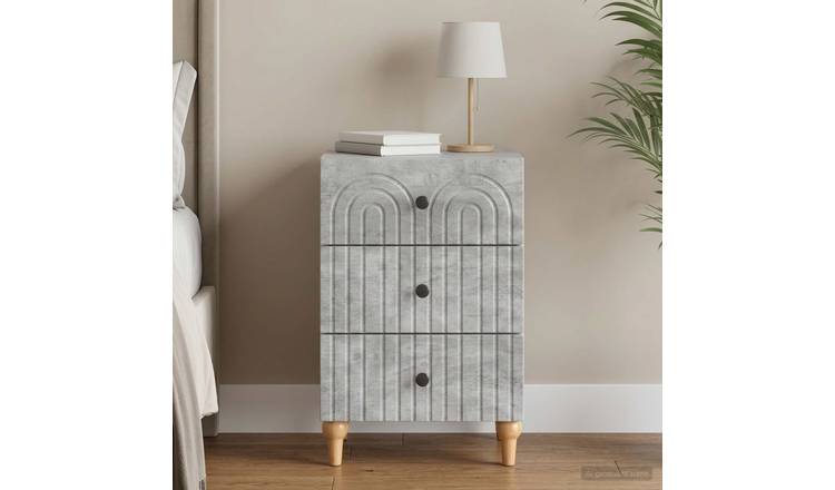 Walplus Engineered Wood Bedside Table - Concrete Grey - 43 x 41 x 66.5 cm