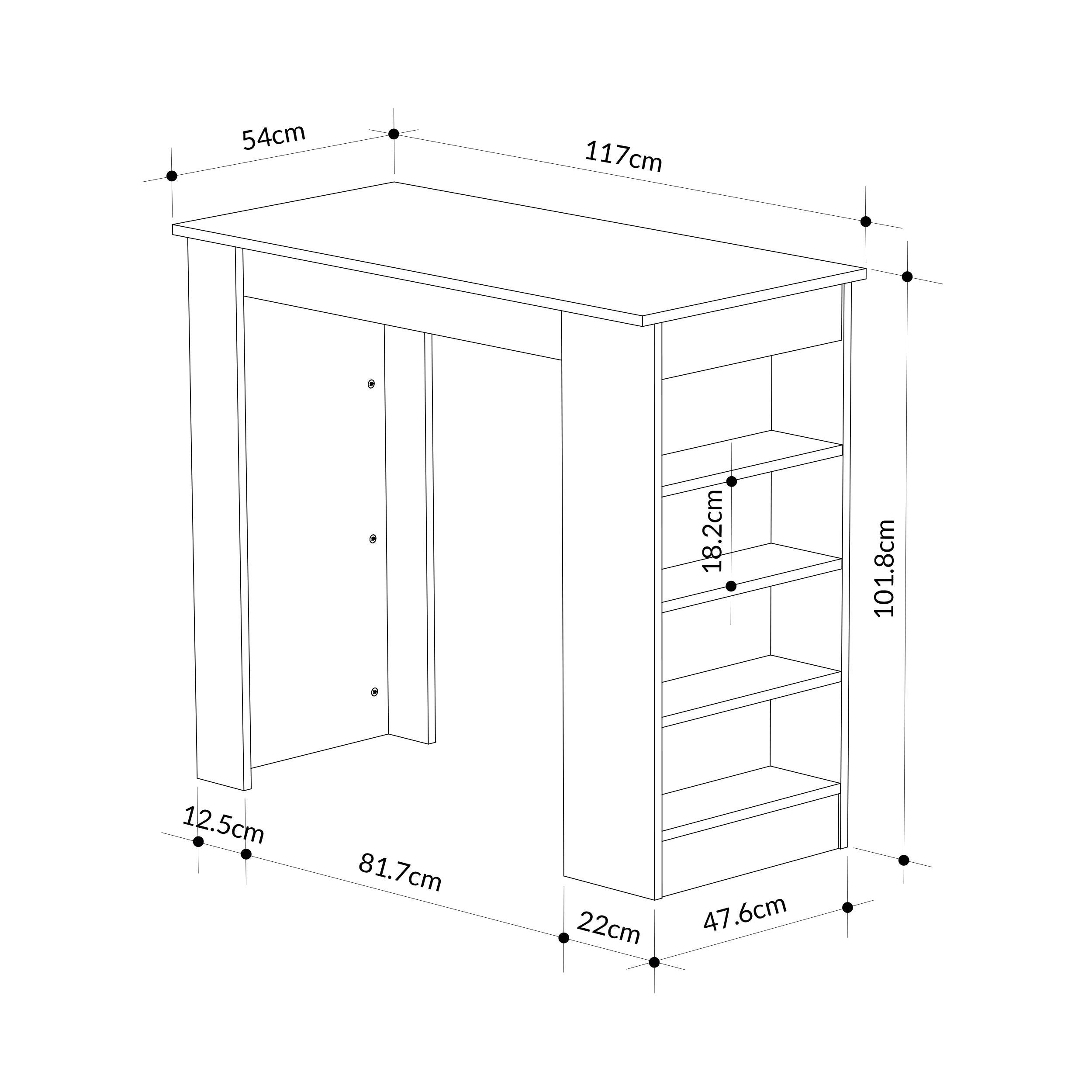 Decortie Swallow Particleboard Wood-Effect Bar Table with Storage Shelves - Sand - Image 6