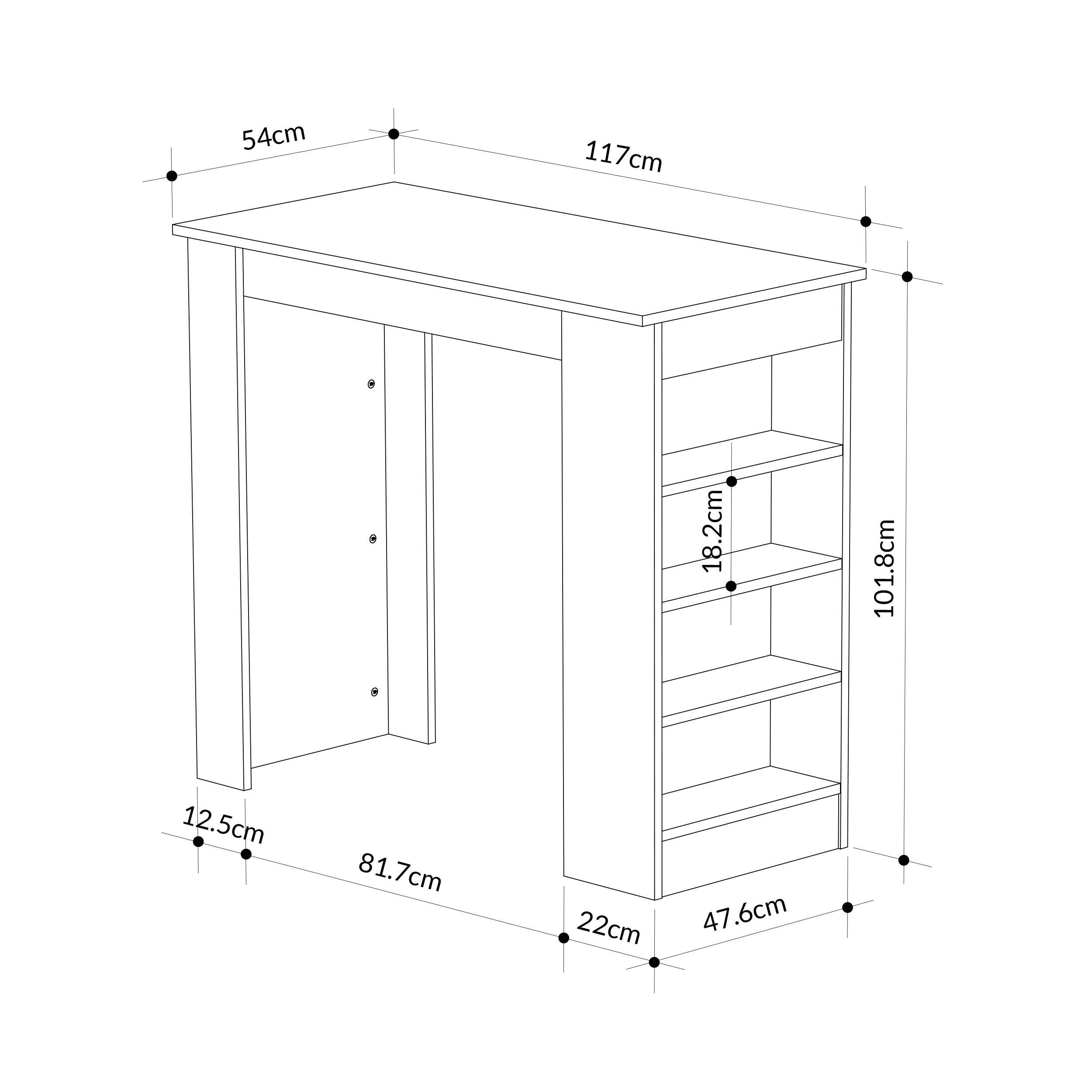 Decortie Swallow Particleboard Wood-Effect Bar Table with Storage Shelves - Sand - Image 6